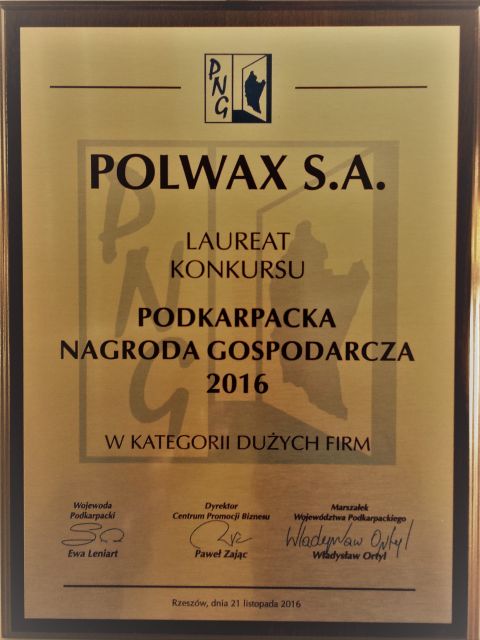 Polwax laureatem Podkarpackiej Nagrody Gospodarczej